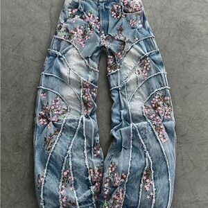 Badson CHERRY BLOSSOM' DENIM PANTS